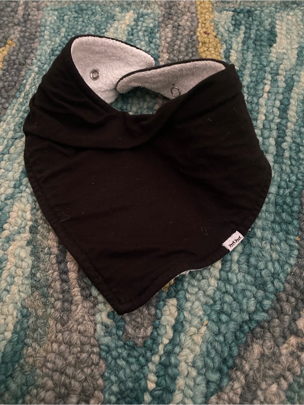 Little Sleepies Black Baby Bandana Bib with Soft White Lining